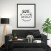 Poster Frame In Living Room Mock Up Psd