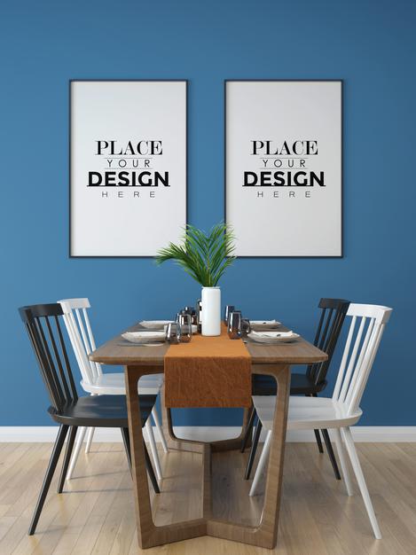 Poster Frame In Living Room Mock Up Psd