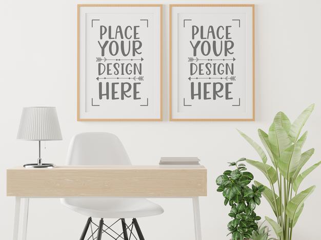 Poster Frame In Living Room Mockup Psd