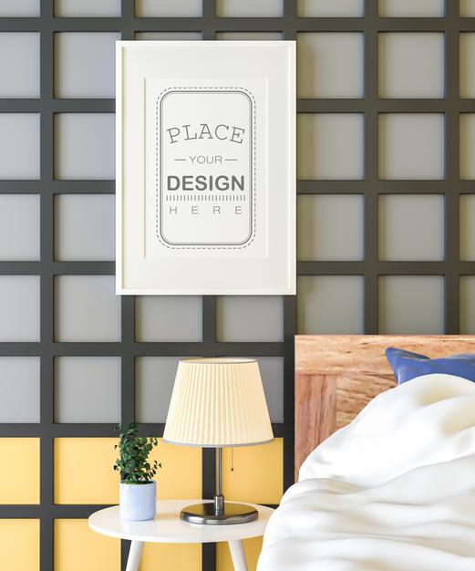 Poster Frame In Living Room Mockup Psd