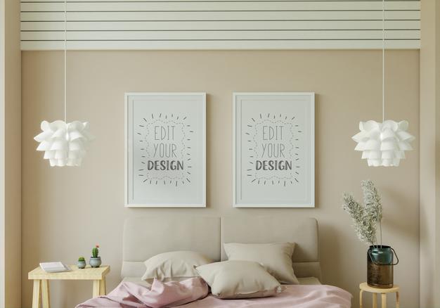 Poster Frame In Living Room Mockup Psd