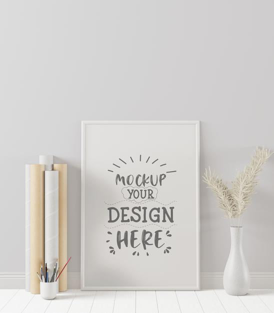 Poster Frame In Living Room Mockup Psd