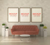 Poster Frame In Living Room Mockup Psd