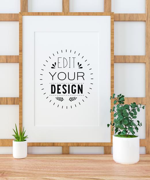 Poster Frame In Living Room Mockup Psd