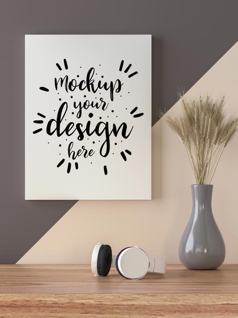 Poster Frame In Living Room Mockup Psd
