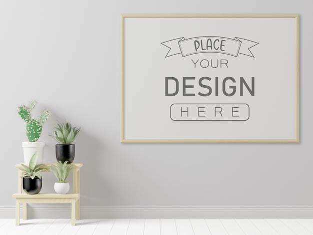 Poster Frame In Living Room Mockup Psd