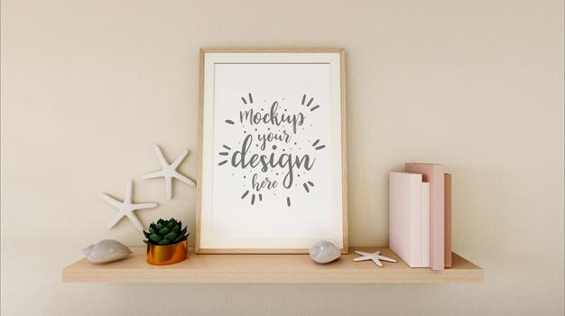 Poster Frame In Living Room Mockup Psd