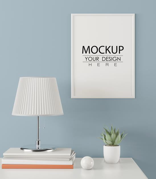 Poster Frame In Living Room Mockup Psd