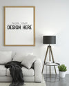 Poster Frame In Living Room Mockup Psd