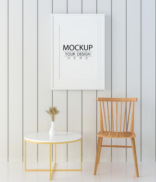 Poster Frame In Living Room Mockup Psd