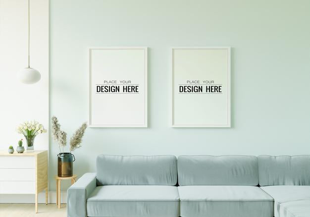 Poster Frame In Living Room Mockup Psd
