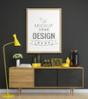 Poster Frame In Living Room Mockup Psd