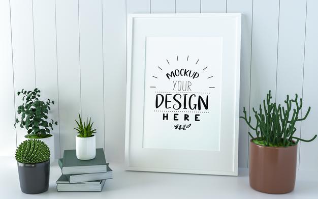 Poster Frame In Living Room Mockup Psd