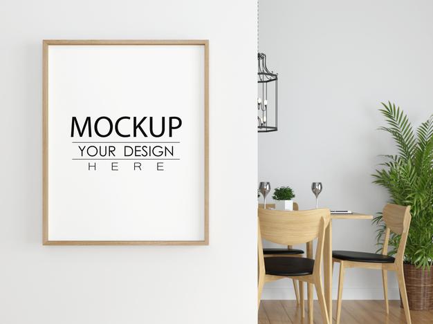 Poster Frame In Living Room Mockup Psd