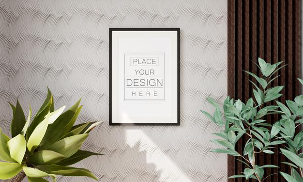 Poster Frame In Living Room Mockup Psd