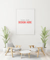 Poster Frame In Living Room Mockup Psd