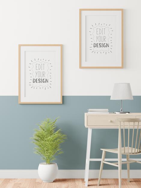 Poster Frame In Living Room Mockup Psd