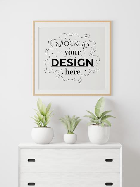 Poster Frame In Living Room Mockup Psd