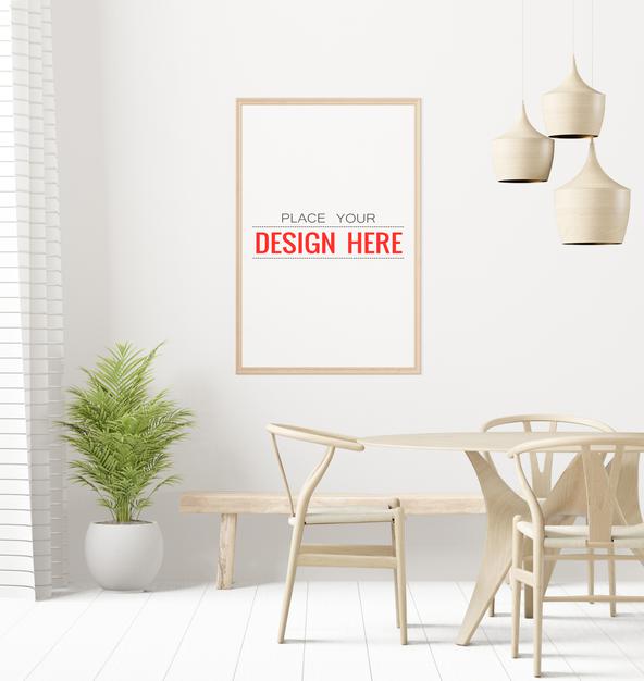 Poster Frame In Living Room Mockup Psd