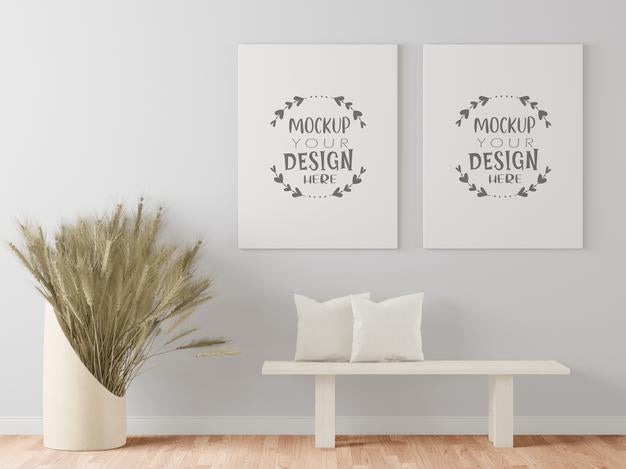 Poster Frame In Living Room Mockup Psd