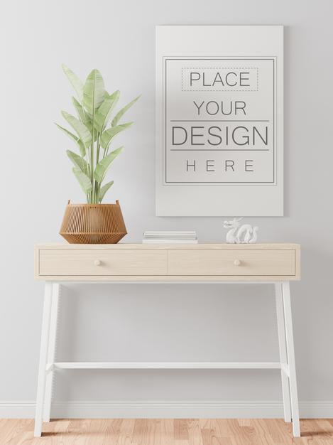 Poster Frame In Living Room Mockup Psd