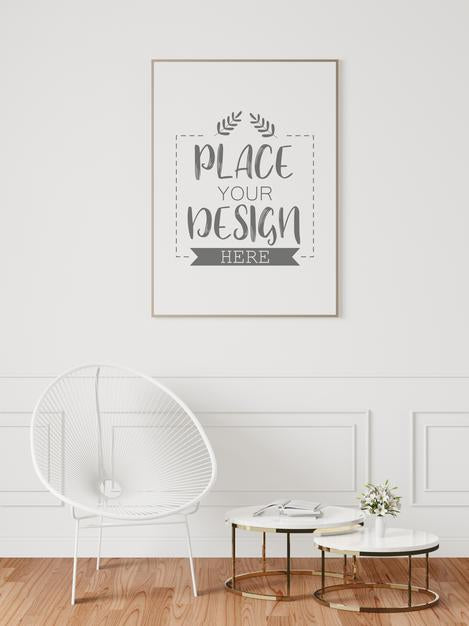 Poster Frame In Living Room Mockup Psd