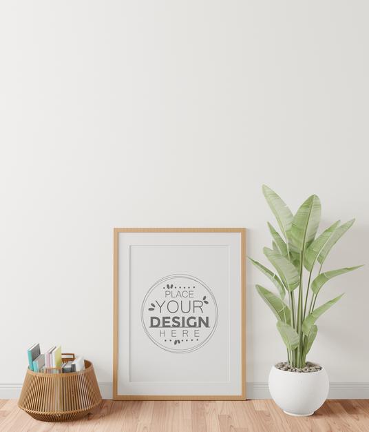 Poster Frame In Living Room Mockup Psd