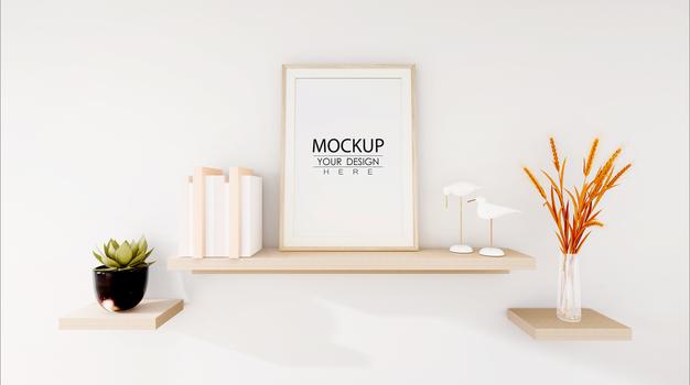 Poster Frame In Living Room Mockup Psd
