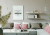 Poster Frame In Living Room Mockup Psd