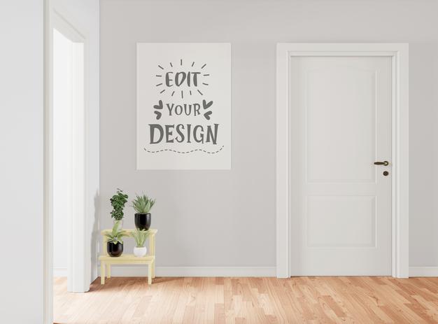 Poster Frame In Living Room Mockup Psd