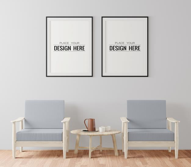 Poster Frame In Living Room Mockup Psd