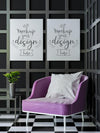 Poster Frame In Living Room Mockup Psd