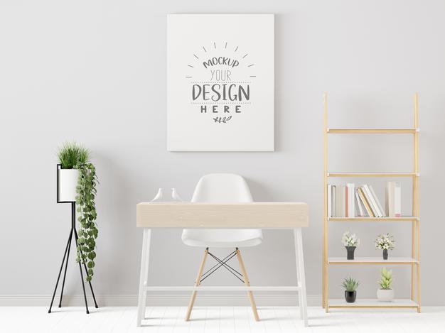 Poster Frame In Living Room Mockup Psd