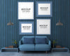 Poster Frame In Living Room Mockup Psd