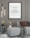 Poster Frame In Living Room Mockup Psd