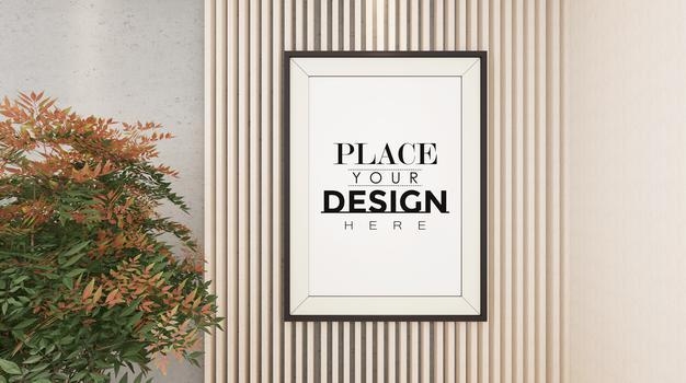 Poster Frame In Living Room Mockup Psd