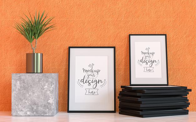 Poster Frame In Living Room Mockup Psd