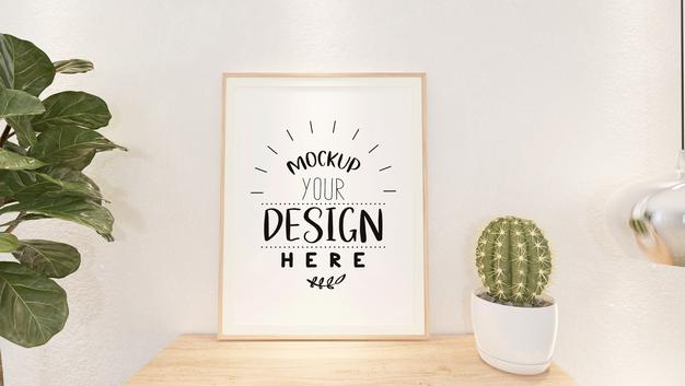Poster Frame In Living Room Mockup Psd