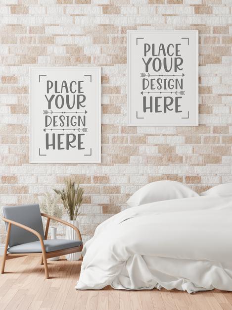 Poster Frame In Living Room Mockup Psd