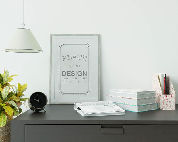 Poster Frame In Living Room Mockup Psd