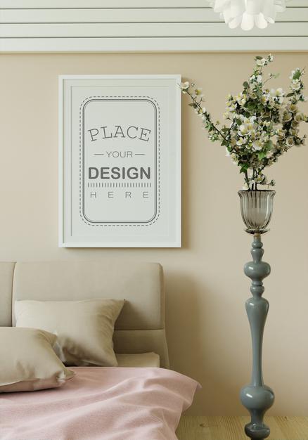 Poster Frame In Living Room Mockup Psd