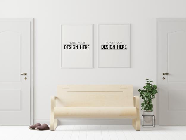 Poster Frame In Living Room Mockup Psd