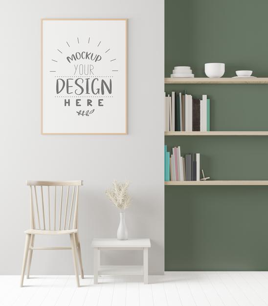 Poster Frame In Living Room Mockup Psd