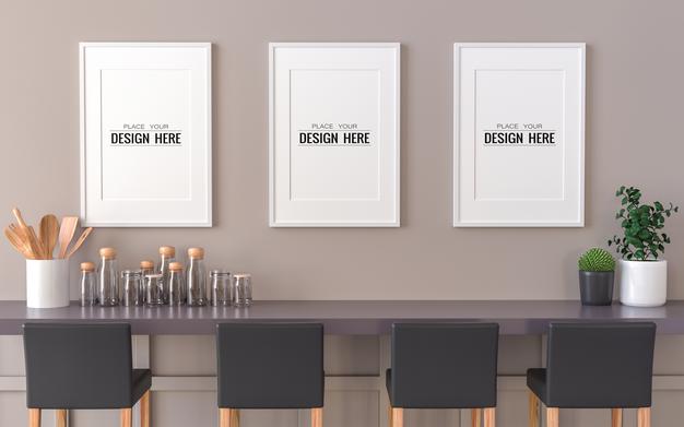 Poster Frame In Living Room Mockup Psd