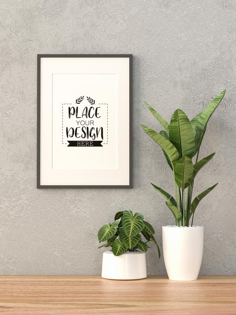 Poster Frame In Living Room Mockup Psd