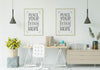 Poster Frame In Living Room Mockup Psd