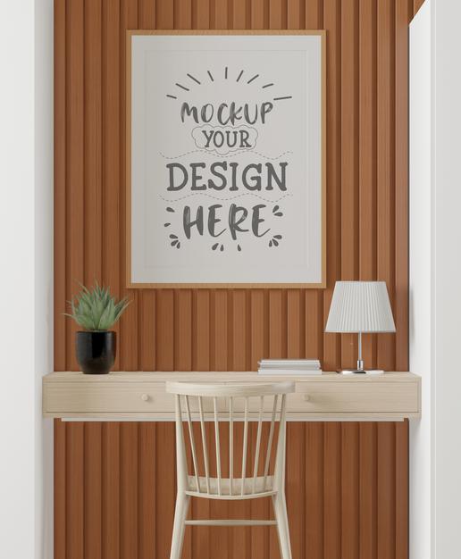 Poster Frame In Living Room Mockup Psd