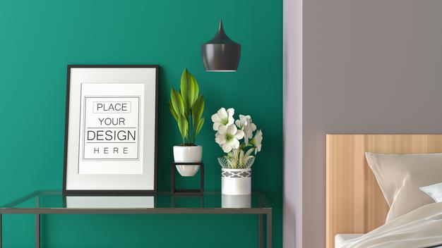 Poster Frame In Living Room Mockup Psd