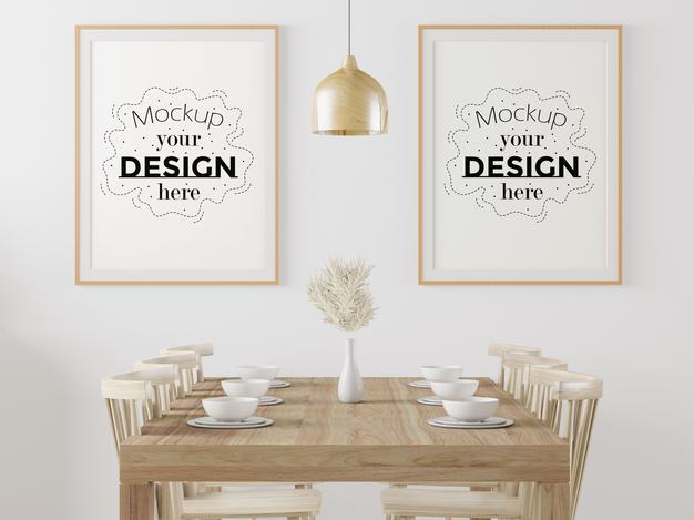 Poster Frame In Living Room Mockup Psd