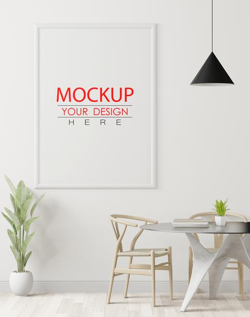 Poster Frame In Living Room Mockup Psd